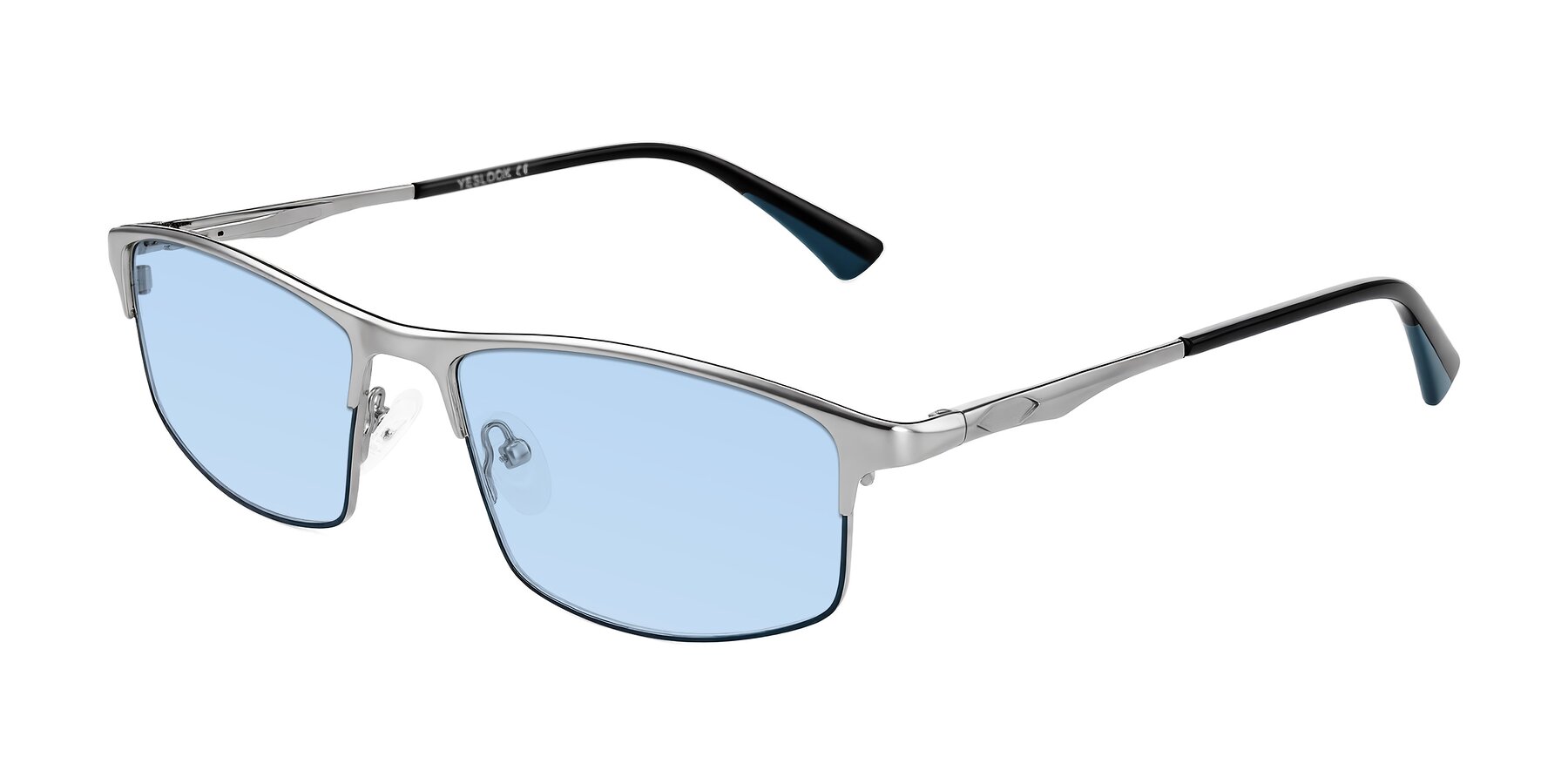 Angle of Monnow in Silver/Peacock Blue with Light Blue Tinted Lenses