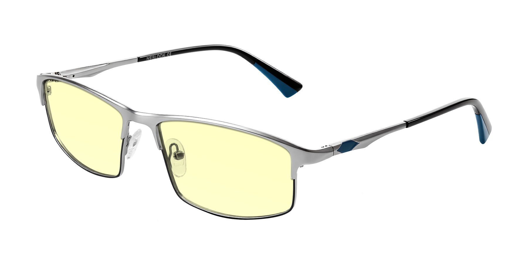 Angle of Monnow in Silver/Peacock Blue with Light Yellow Tinted Lenses