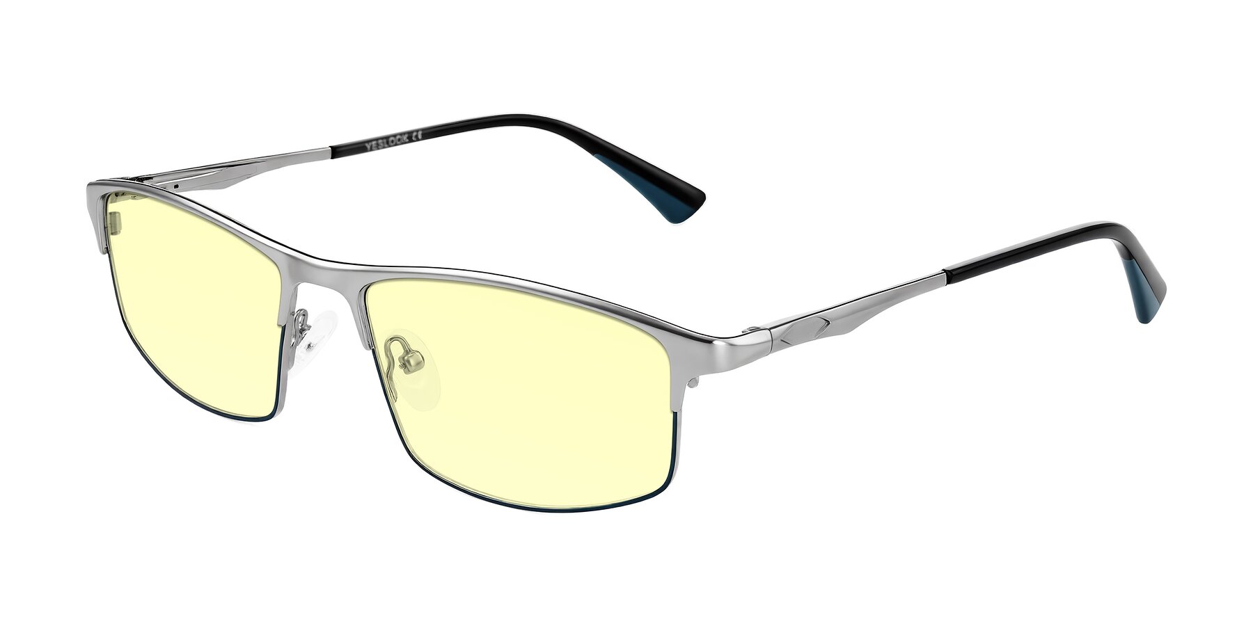 Angle of Monnow in Silver/Peacock Blue with Light Yellow Tinted Lenses