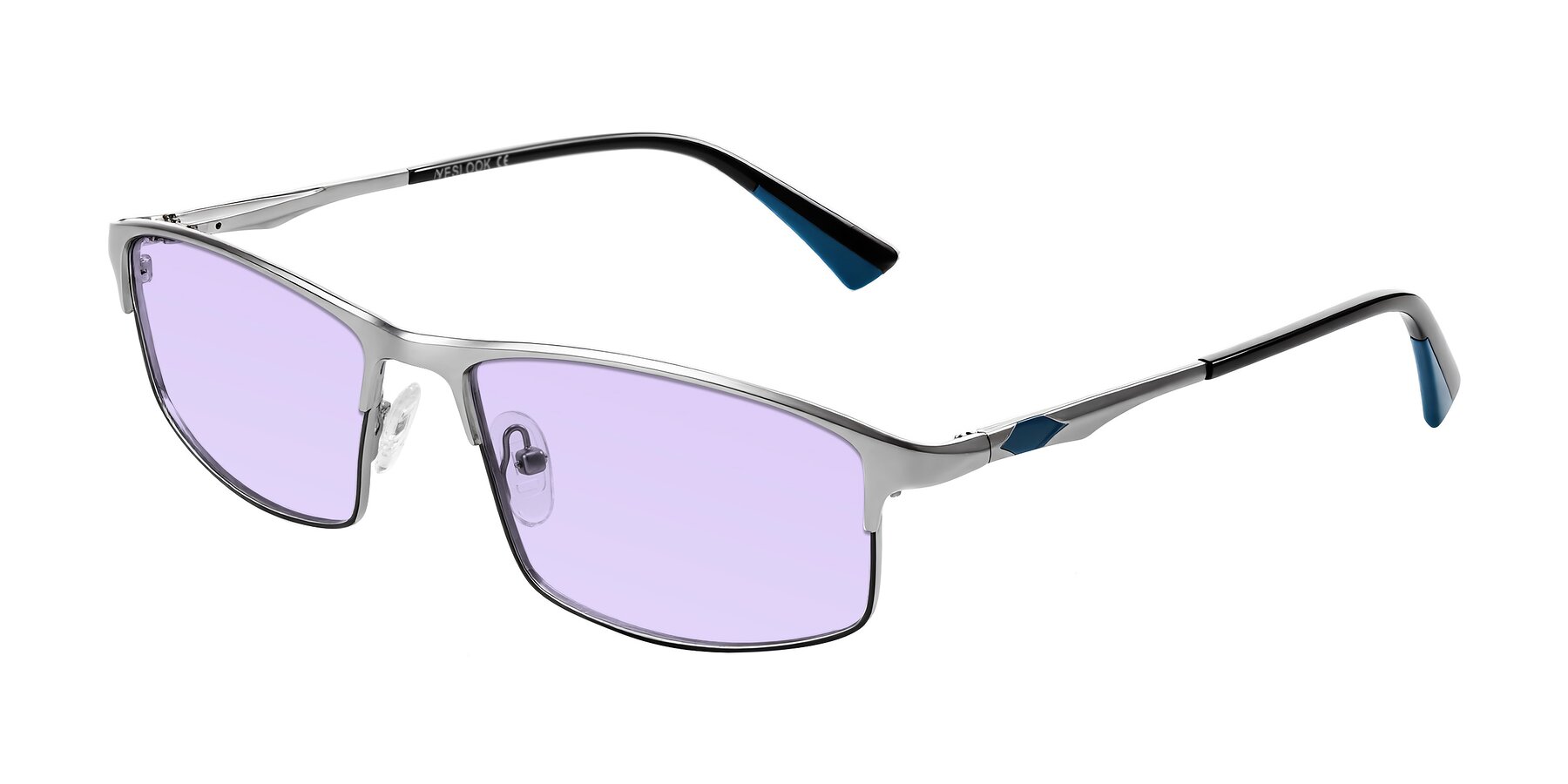 Angle of Monnow in Silver/Peacock Blue with Light Purple Tinted Lenses