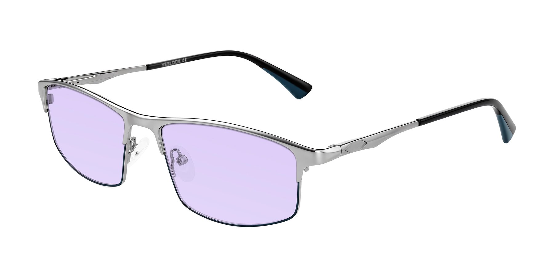 Angle of Monnow in Silver/Peacock Blue with Light Purple Tinted Lenses