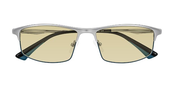 Front of Monnow in Silver/Peacock Blue