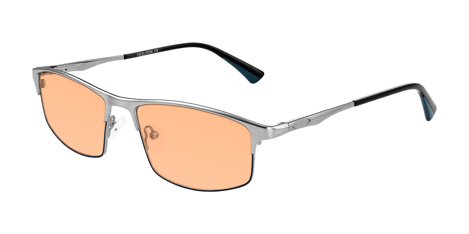 Angle of Monnow in Silver/Peacock Blue with Light Orange Tinted Lenses