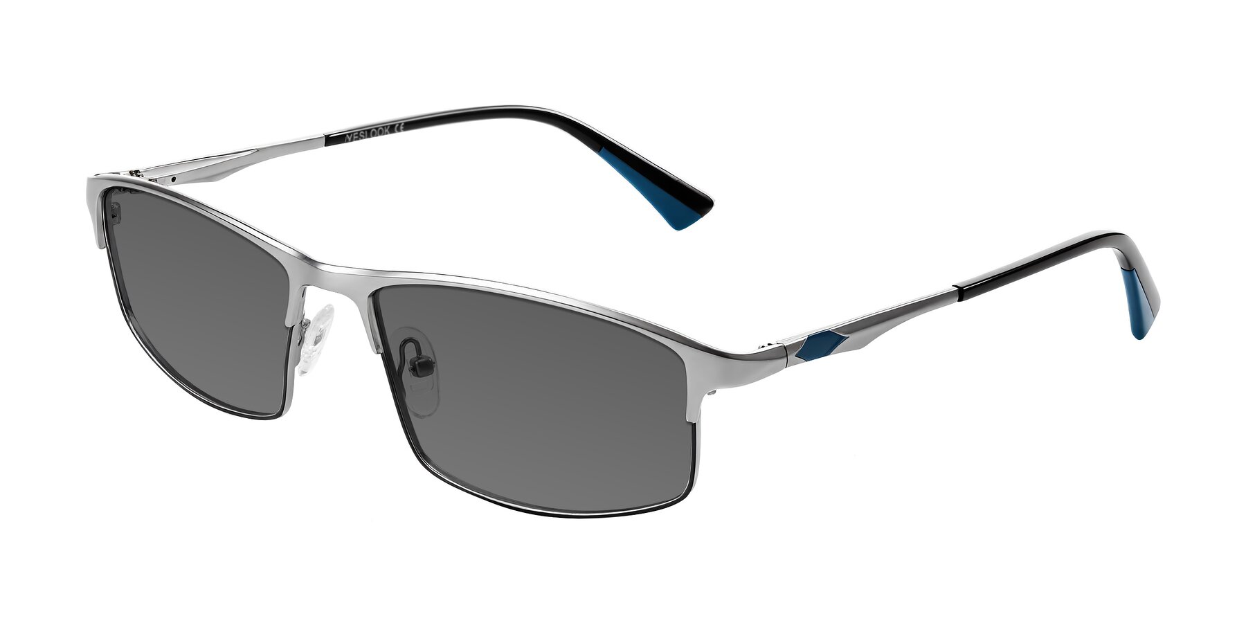 Angle of Monnow in Silver/Peacock Blue with Medium Gray Tinted Lenses