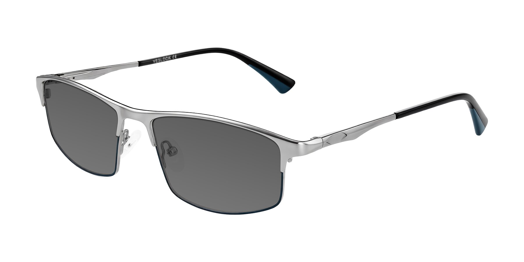 Angle of Monnow in Silver/Peacock Blue with Medium Gray Tinted Lenses