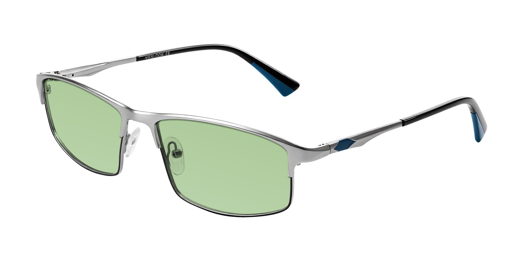 Angle of Monnow in Silver/Peacock Blue with Medium Green Tinted Lenses