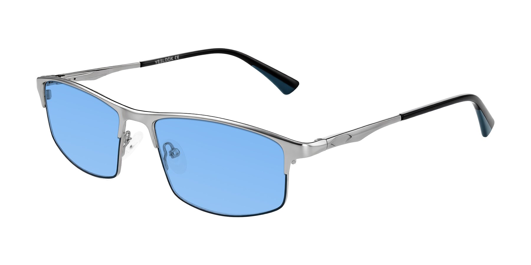Angle of Monnow in Silver/Peacock Blue with Medium Blue Tinted Lenses
