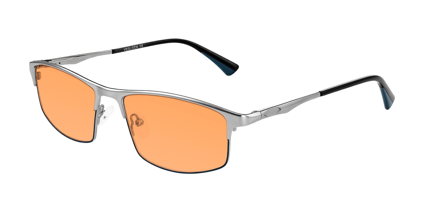 Angle of Monnow in Silver/Peacock Blue with Medium Orange Tinted Lenses