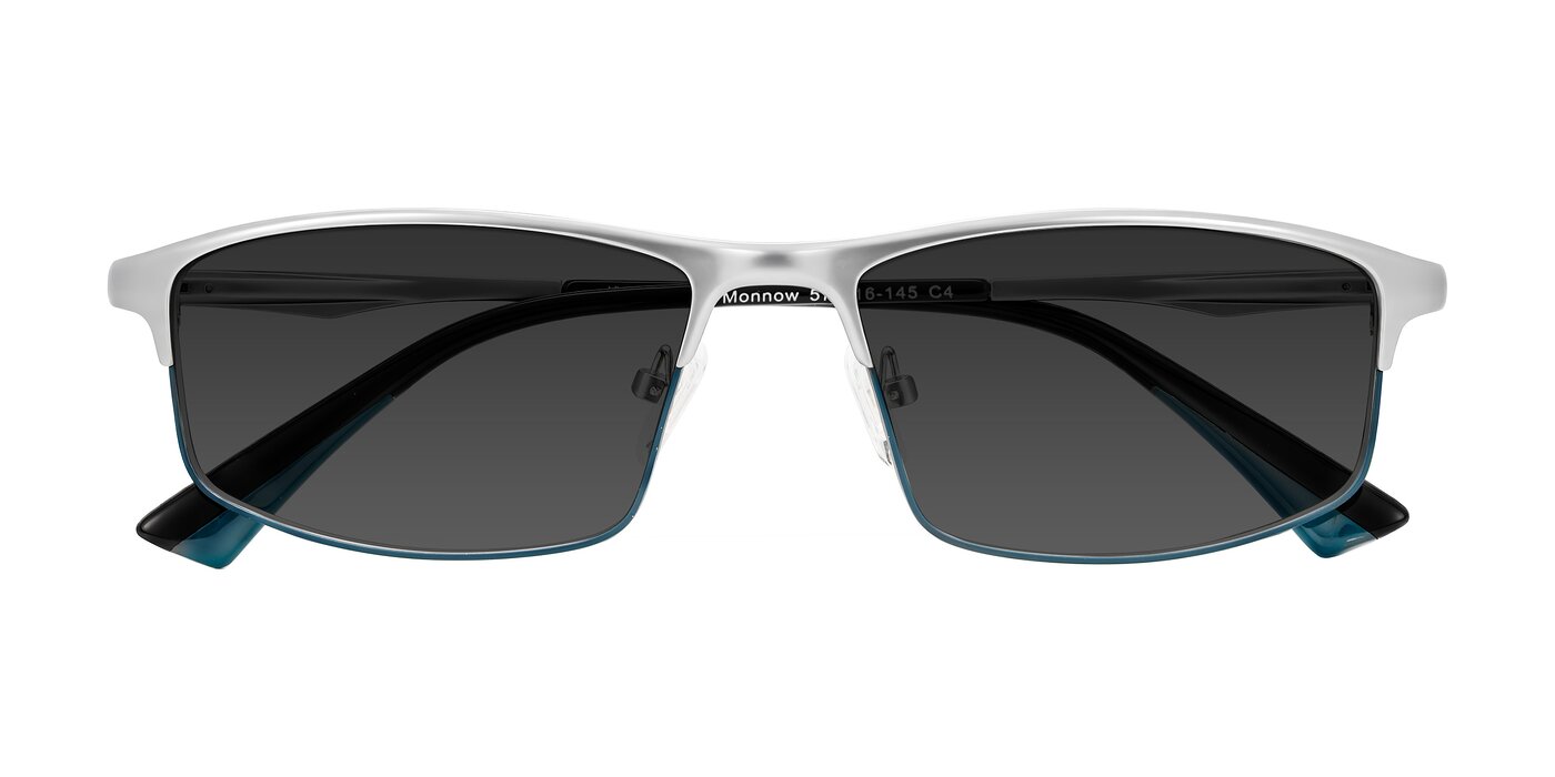Monnow - Silver/Peacock Blue Tinted Sunglasses