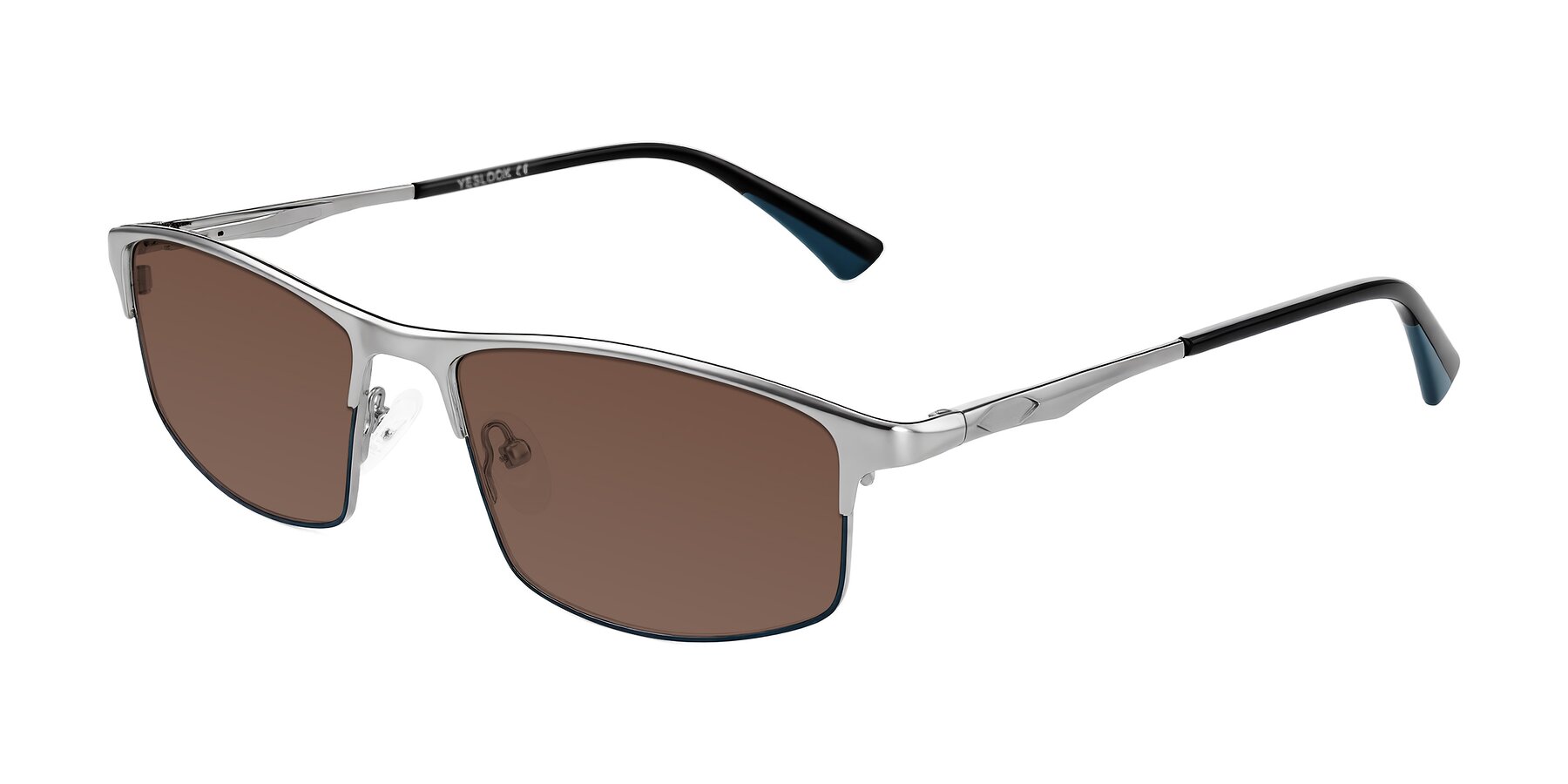 Angle of Monnow in Silver/Peacock Blue with Brown Tinted Lenses
