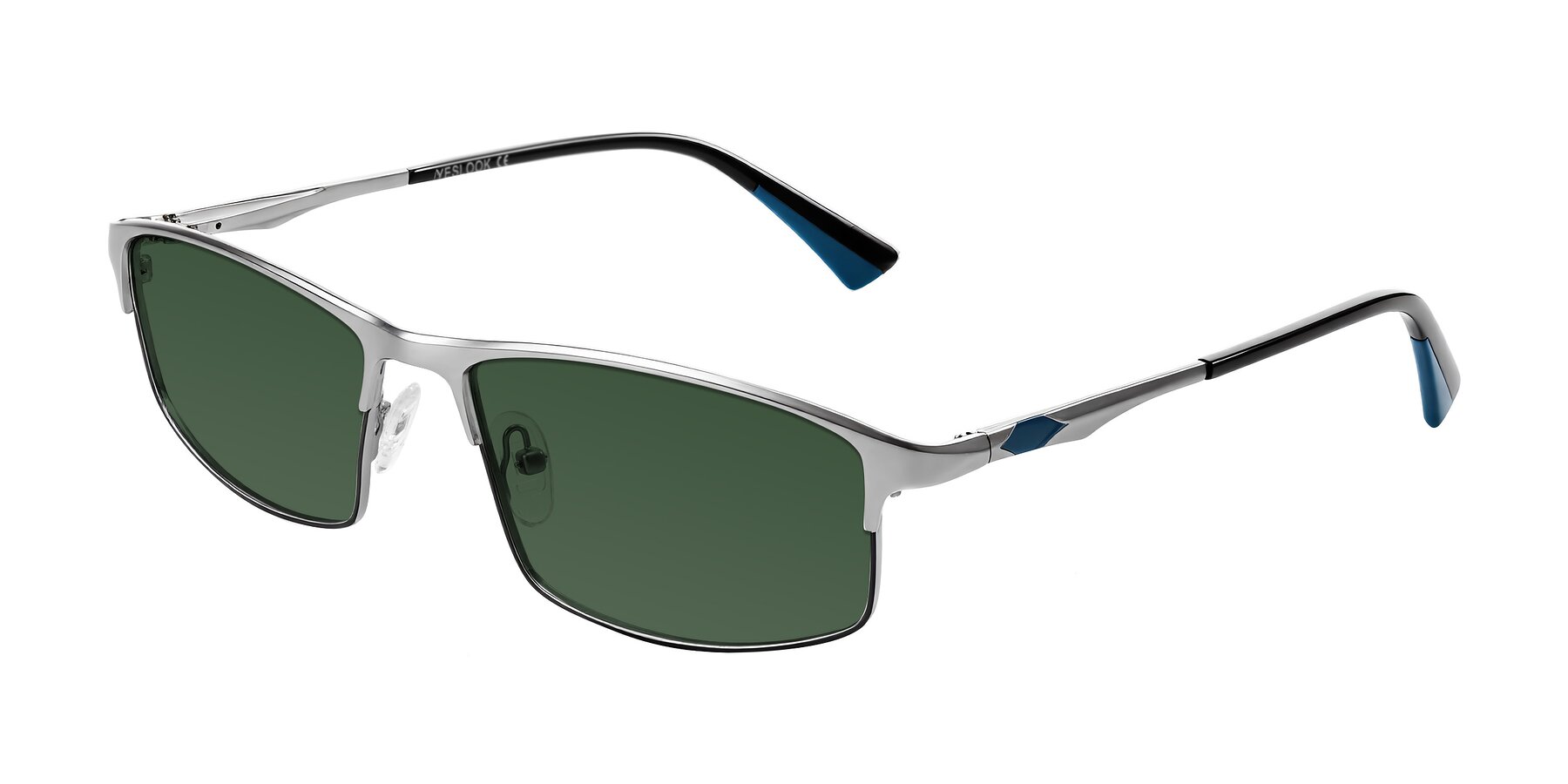 Angle of Monnow in Silver/Peacock Blue with Green Tinted Lenses