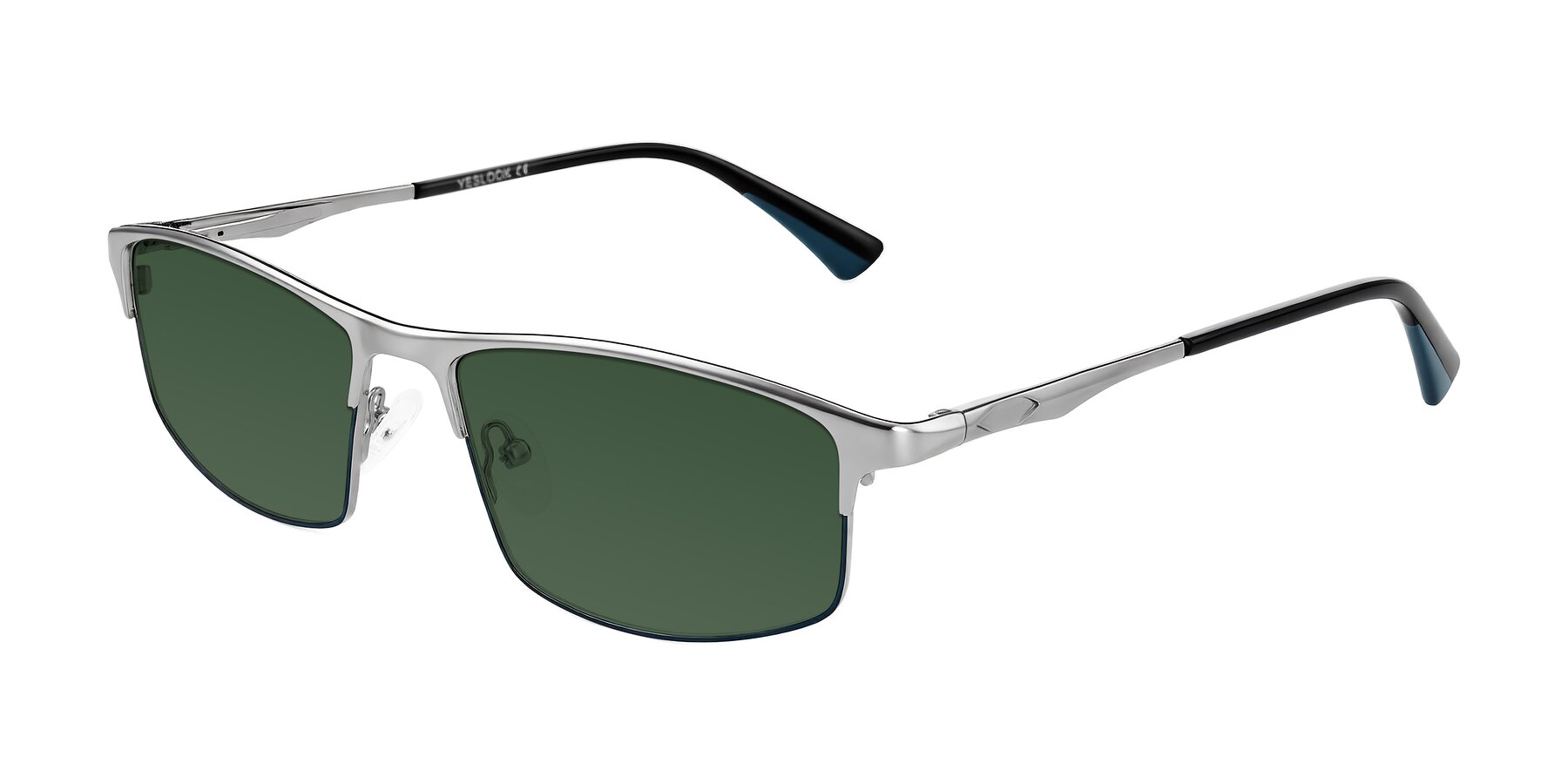 Angle of Monnow in Silver/Peacock Blue with Green Tinted Lenses