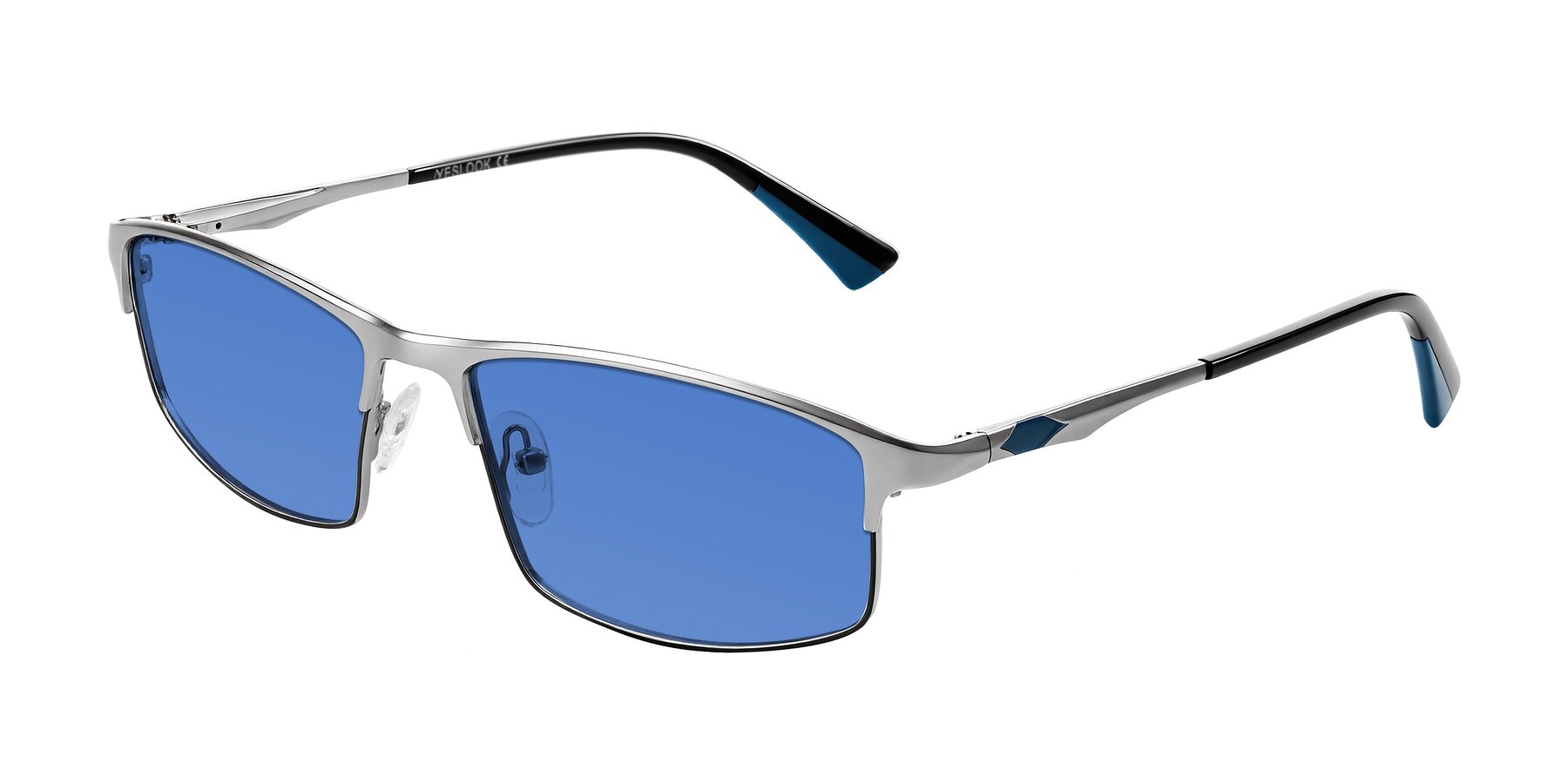 Angle of Monnow in Silver/Peacock Blue with Blue Tinted Lenses