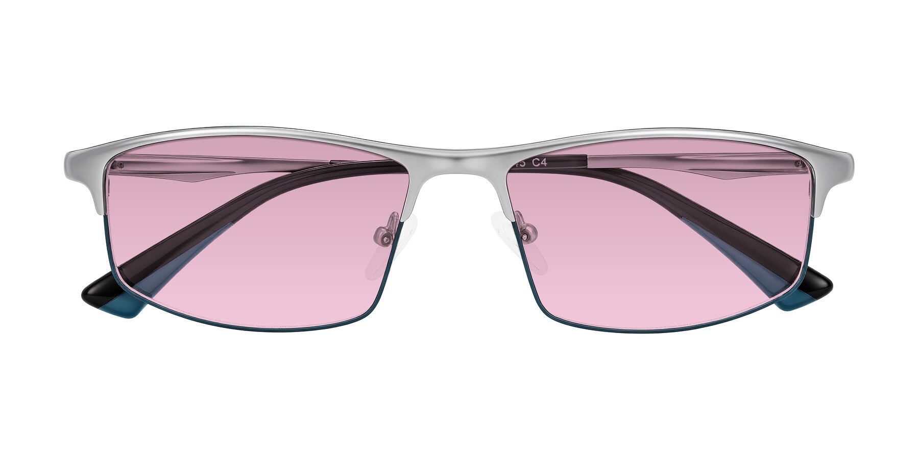 Folded Front of Monnow in Silver/Peacock Blue with Light Wine Tinted Lenses