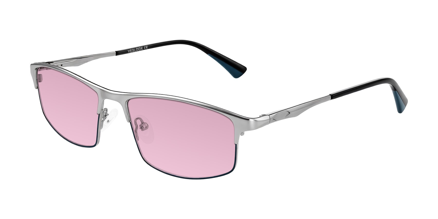 Angle of Monnow in Silver/Peacock Blue with Light Wine Tinted Lenses