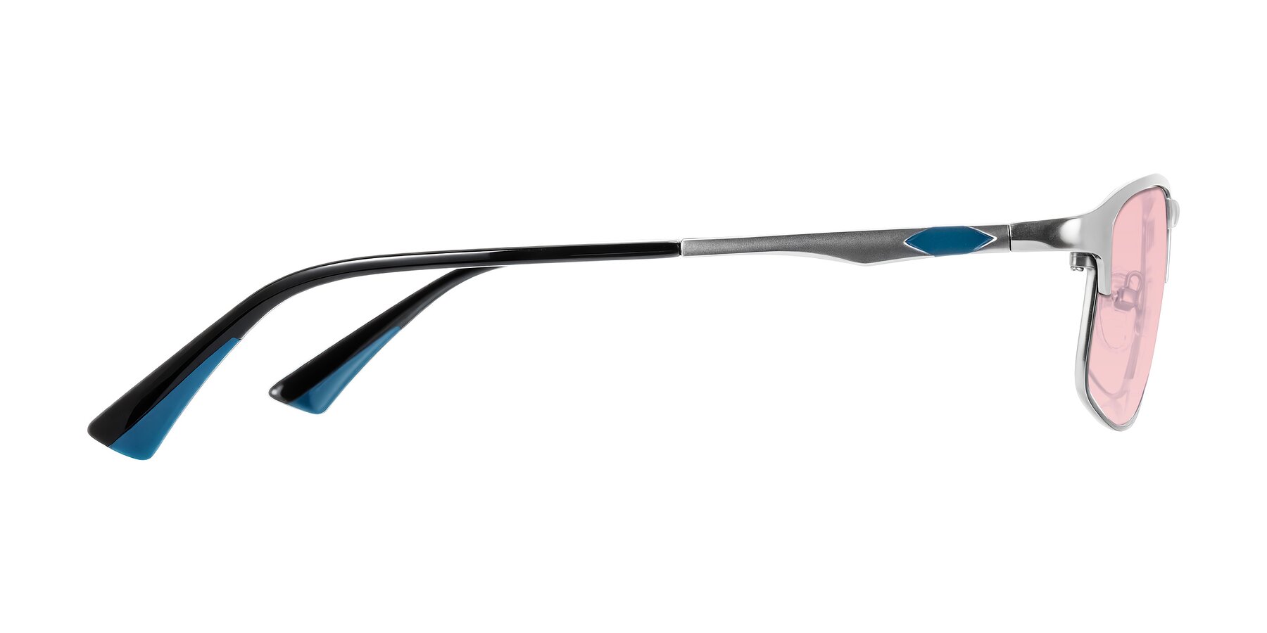 Side of Monnow in Silver/Peacock Blue with Light Garnet Tinted Lenses