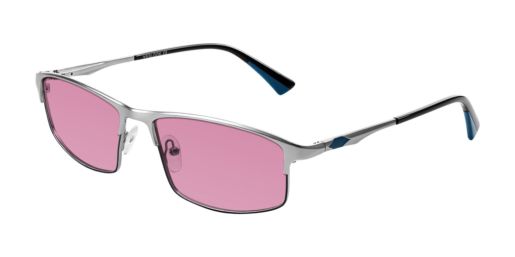 Angle of Monnow in Silver/Peacock Blue with Medium Wine Tinted Lenses