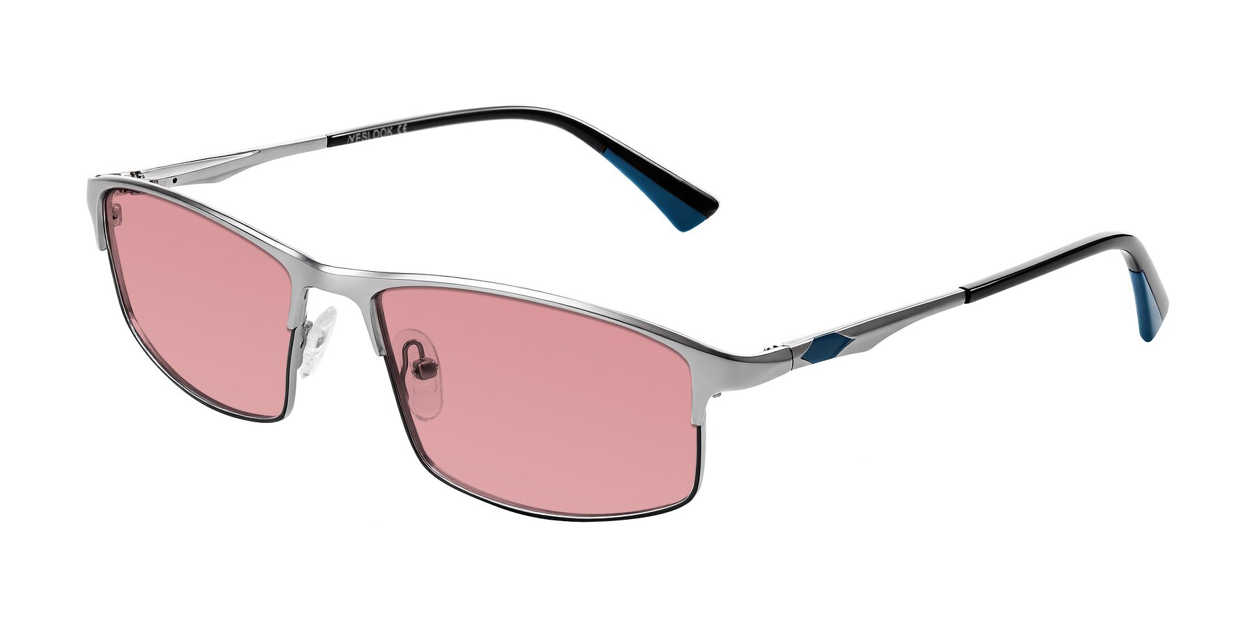 Angle of Monnow in Silver/Peacock Blue with Medium Garnet Tinted Lenses