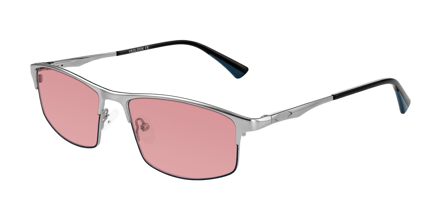 Angle of Monnow in Silver/Peacock Blue with Medium Garnet Tinted Lenses