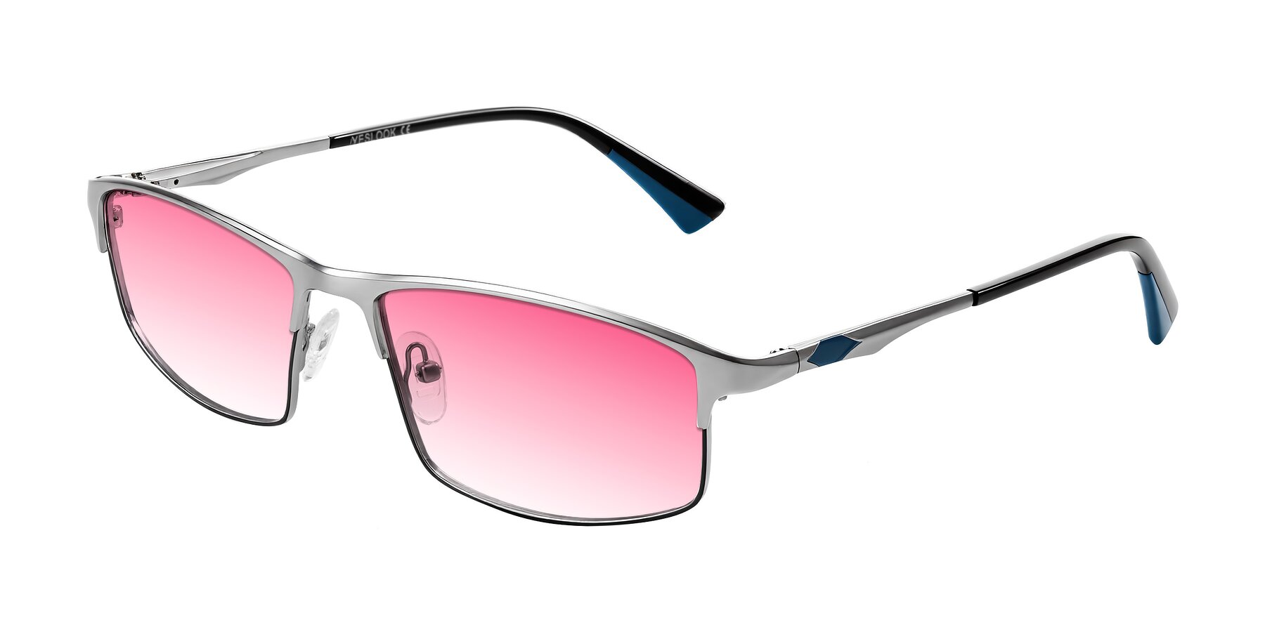 Angle of Monnow in Silver/Peacock Blue with Pink Gradient Lenses