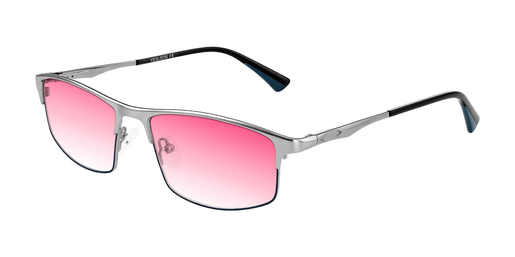 Angle of Monnow in Silver/Peacock Blue with Pink Gradient Lenses