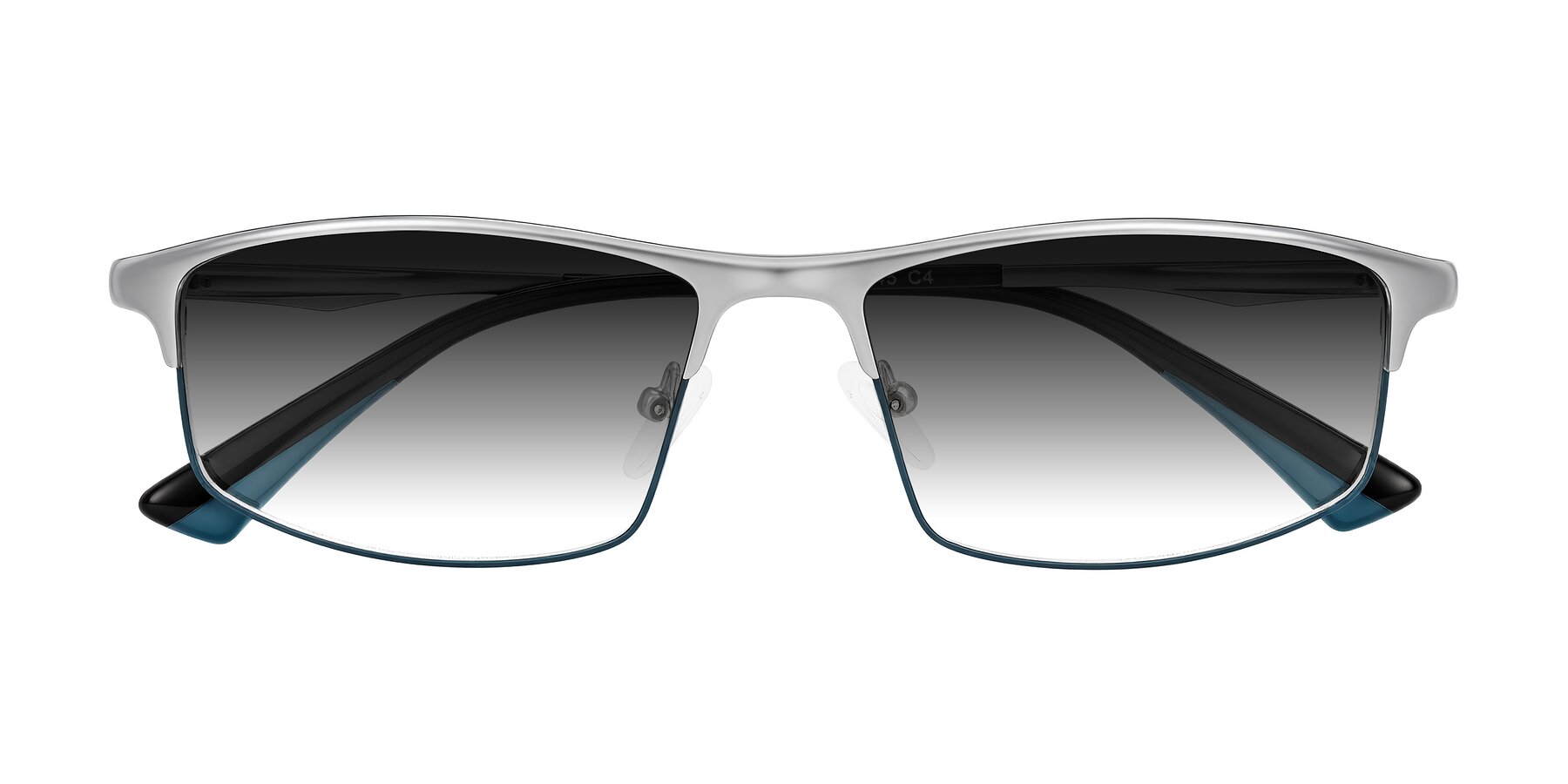 Folded Front of Monnow in Silver/Peacock Blue with Gray Gradient Lenses