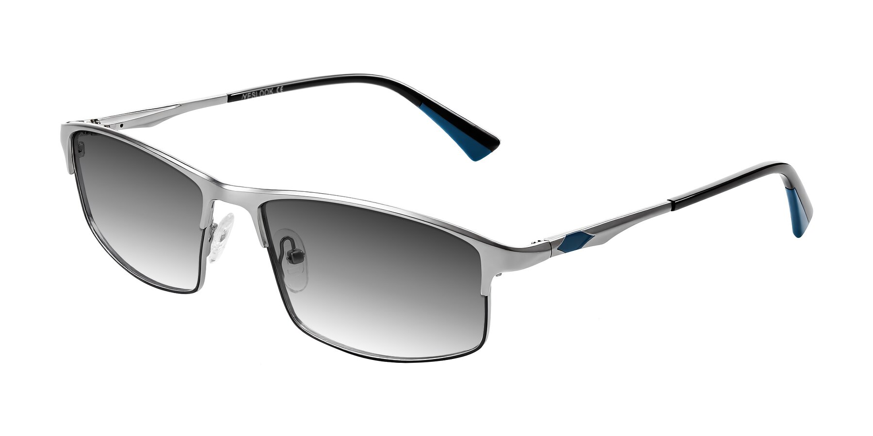 Angle of Monnow in Silver/Peacock Blue with Gray Gradient Lenses