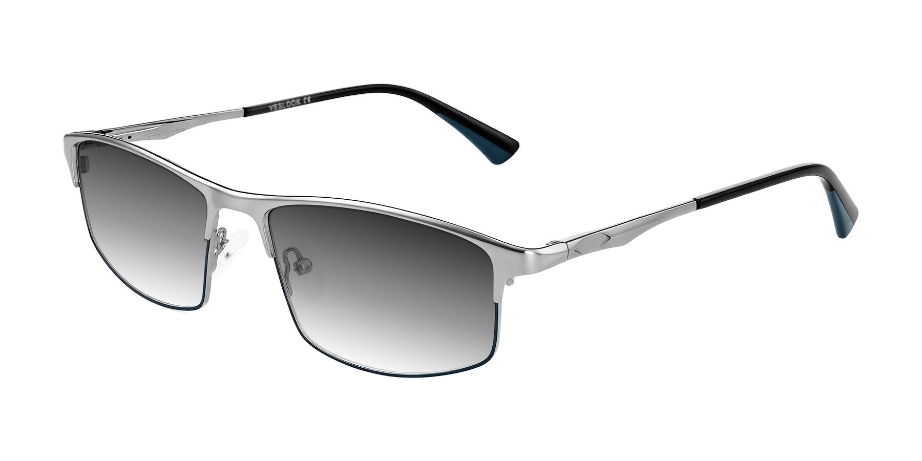 Angle of Monnow in Silver/Peacock Blue with Gray Gradient Lenses
