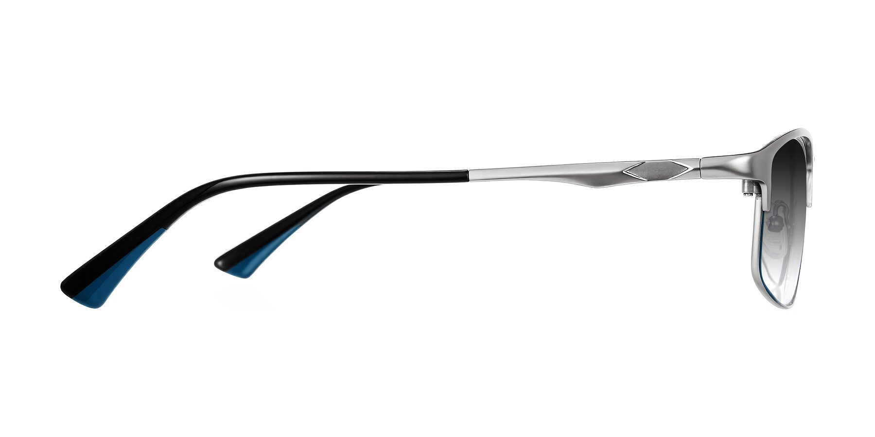 Side of Monnow in Silver/Peacock Blue with Gray Gradient Lenses
