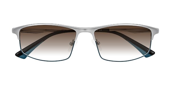 Front of Monnow in Silver/Peacock Blue