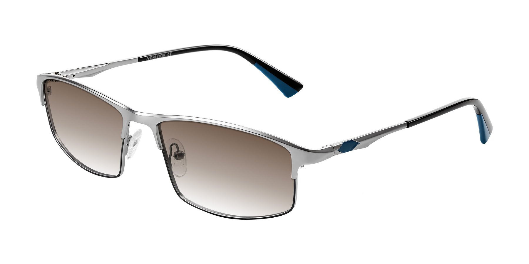 Angle of Monnow in Silver/Peacock Blue with Brown Gradient Lenses