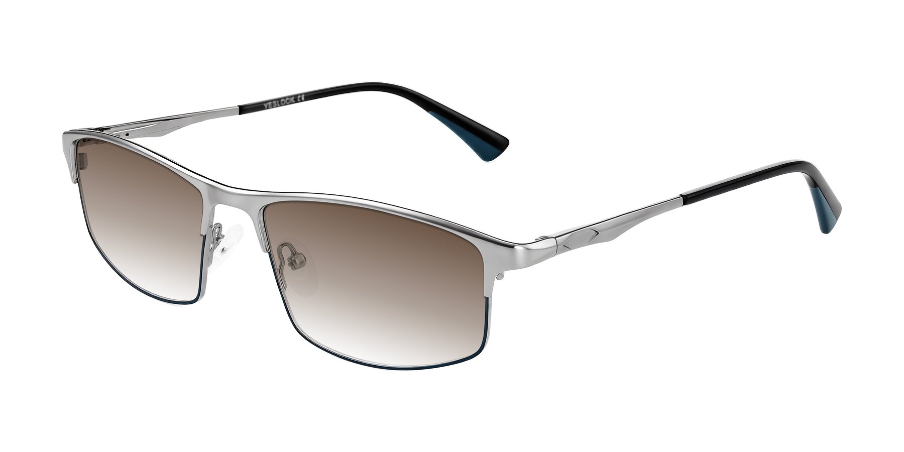 Angle of Monnow in Silver/Peacock Blue with Brown Gradient Lenses