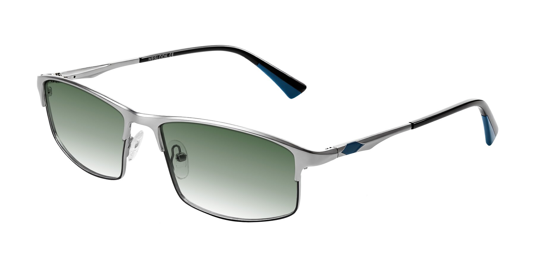 Angle of Monnow in Silver/Peacock Blue with Green Gradient Lenses