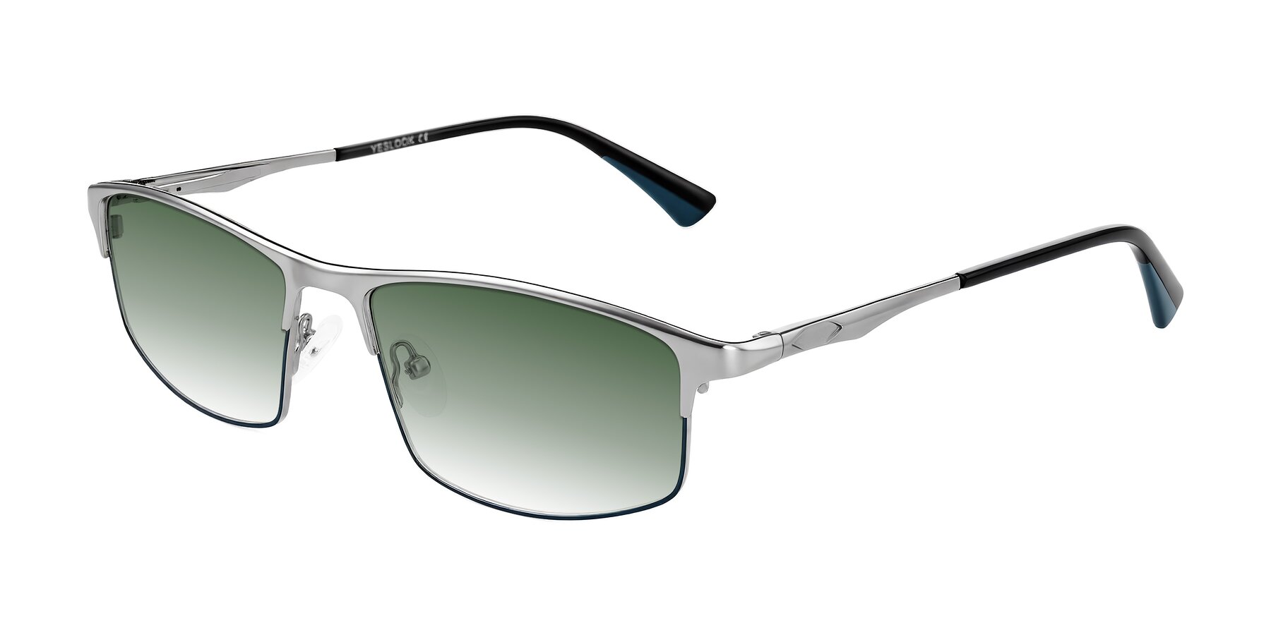 Angle of Monnow in Silver/Peacock Blue with Green Gradient Lenses