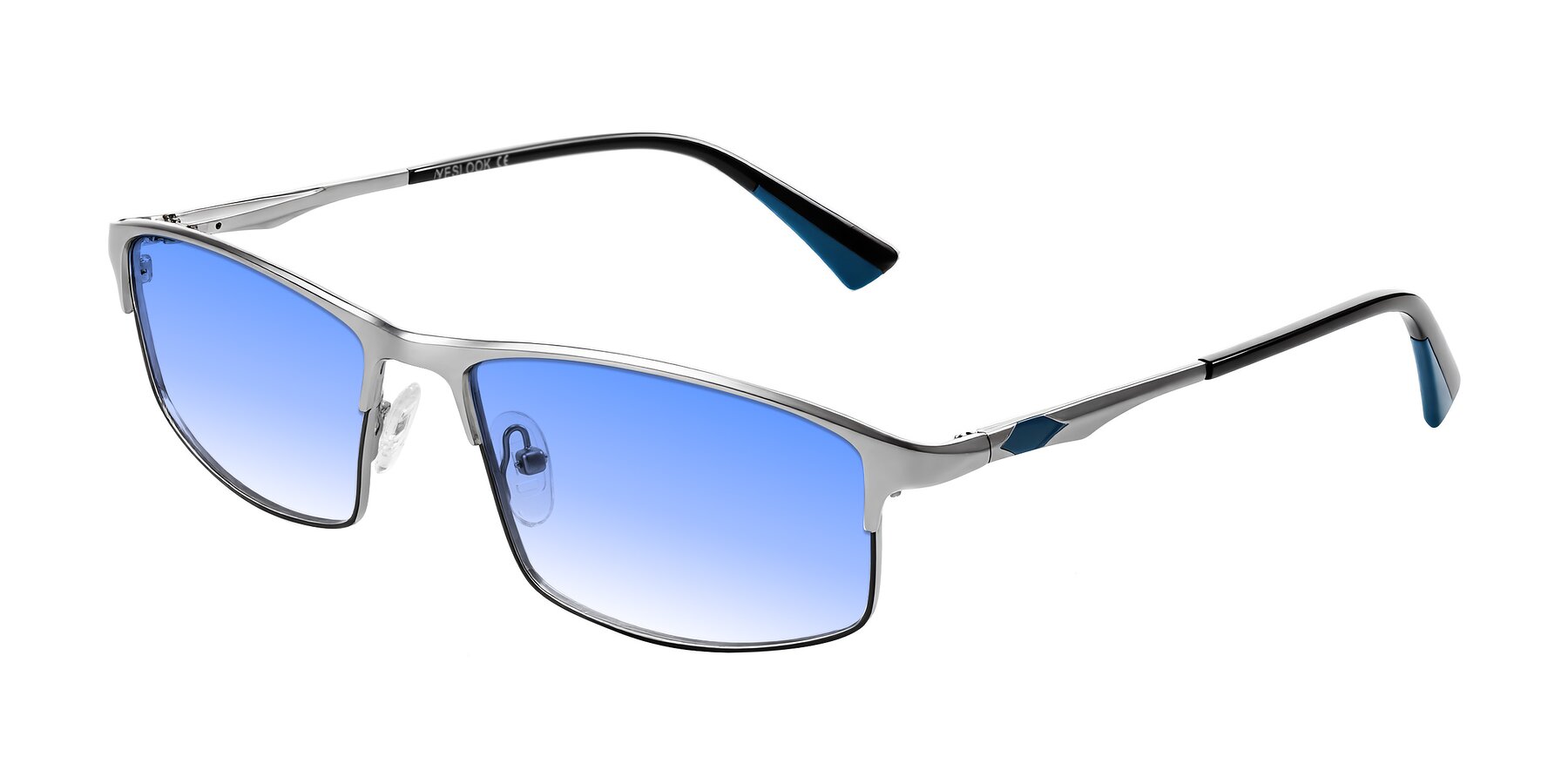 Angle of Monnow in Silver/Peacock Blue with Blue Gradient Lenses