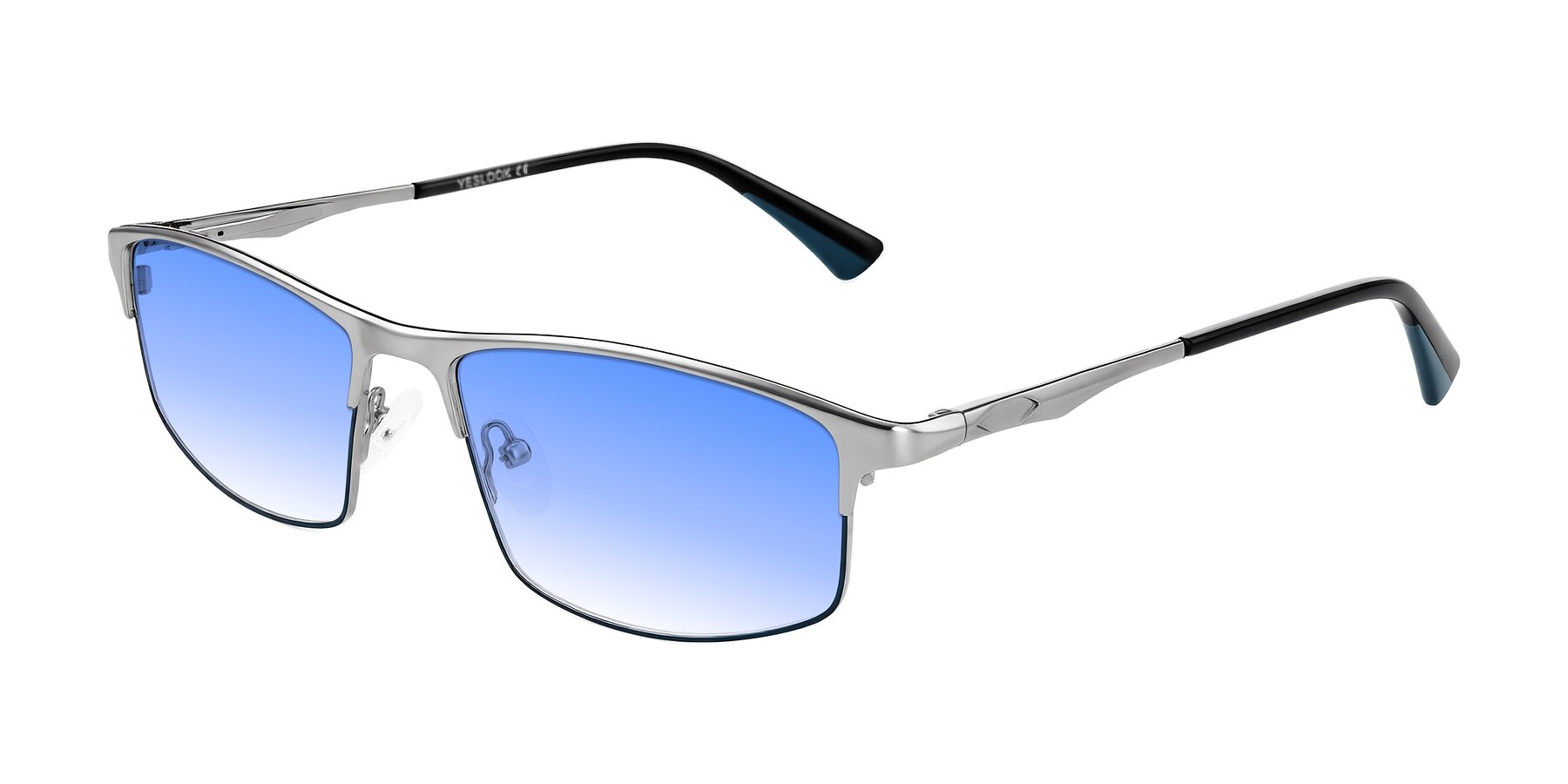 Angle of Monnow in Silver/Peacock Blue with Blue Gradient Lenses