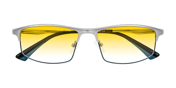 Front of Monnow in Silver/Peacock Blue