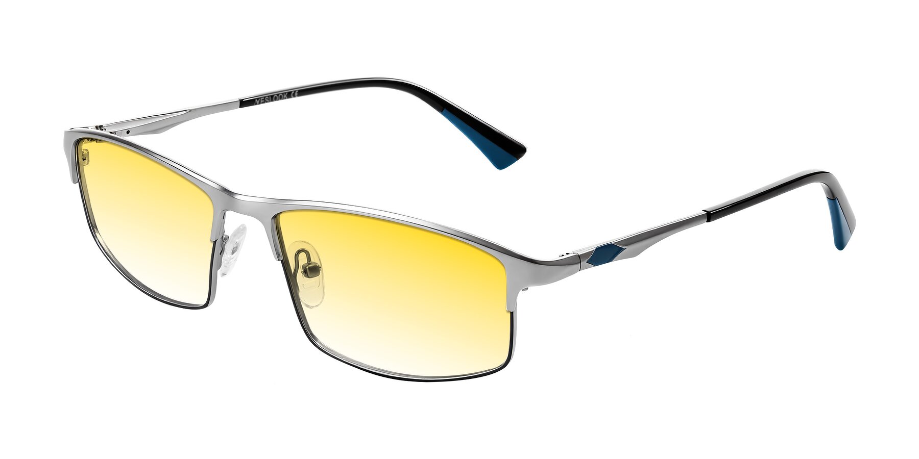 Angle of Monnow in Silver/Peacock Blue with Yellow Gradient Lenses