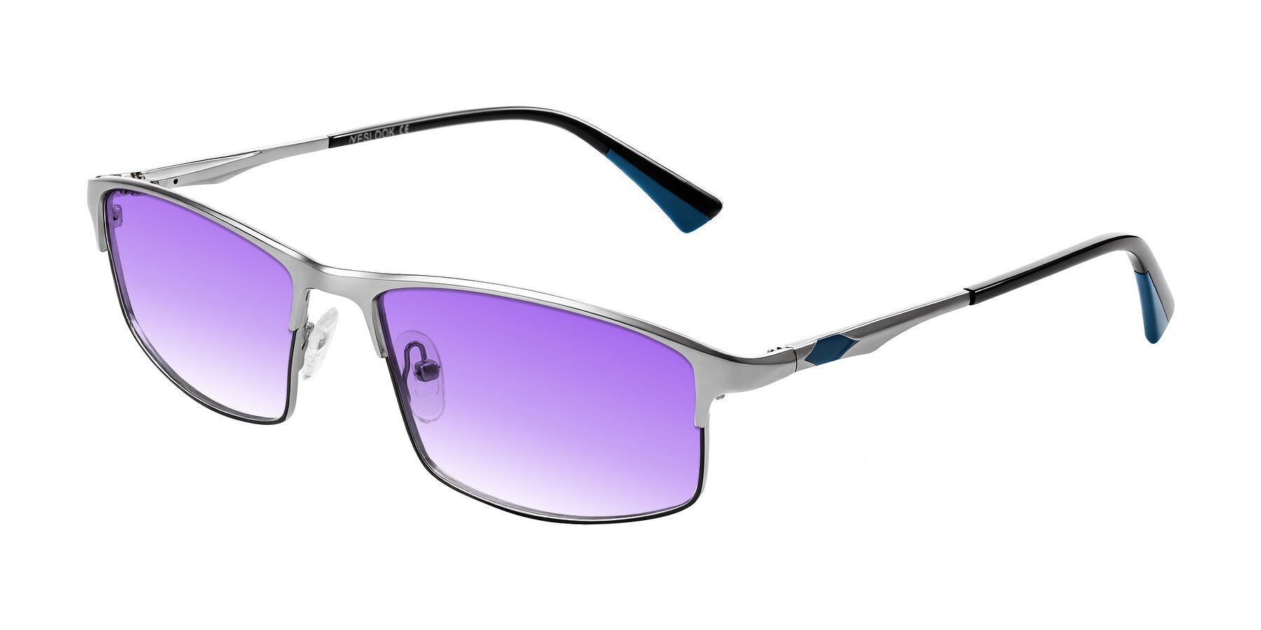 Angle of Monnow in Silver/Peacock Blue with Purple Gradient Lenses
