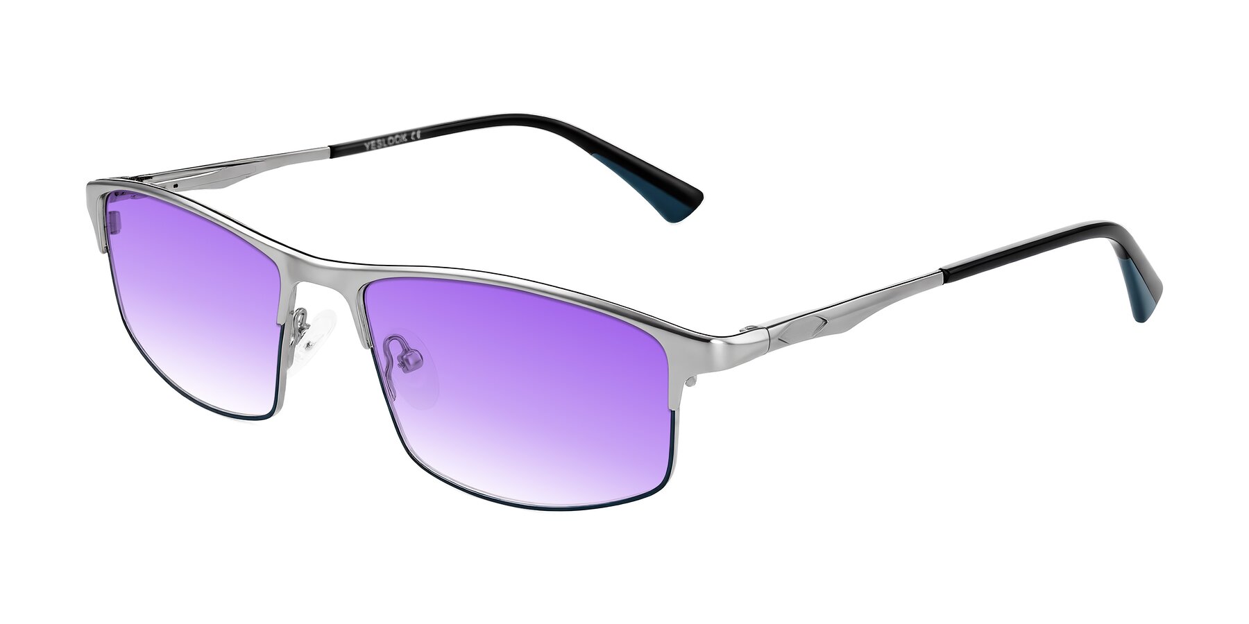 Angle of Monnow in Silver/Peacock Blue with Purple Gradient Lenses