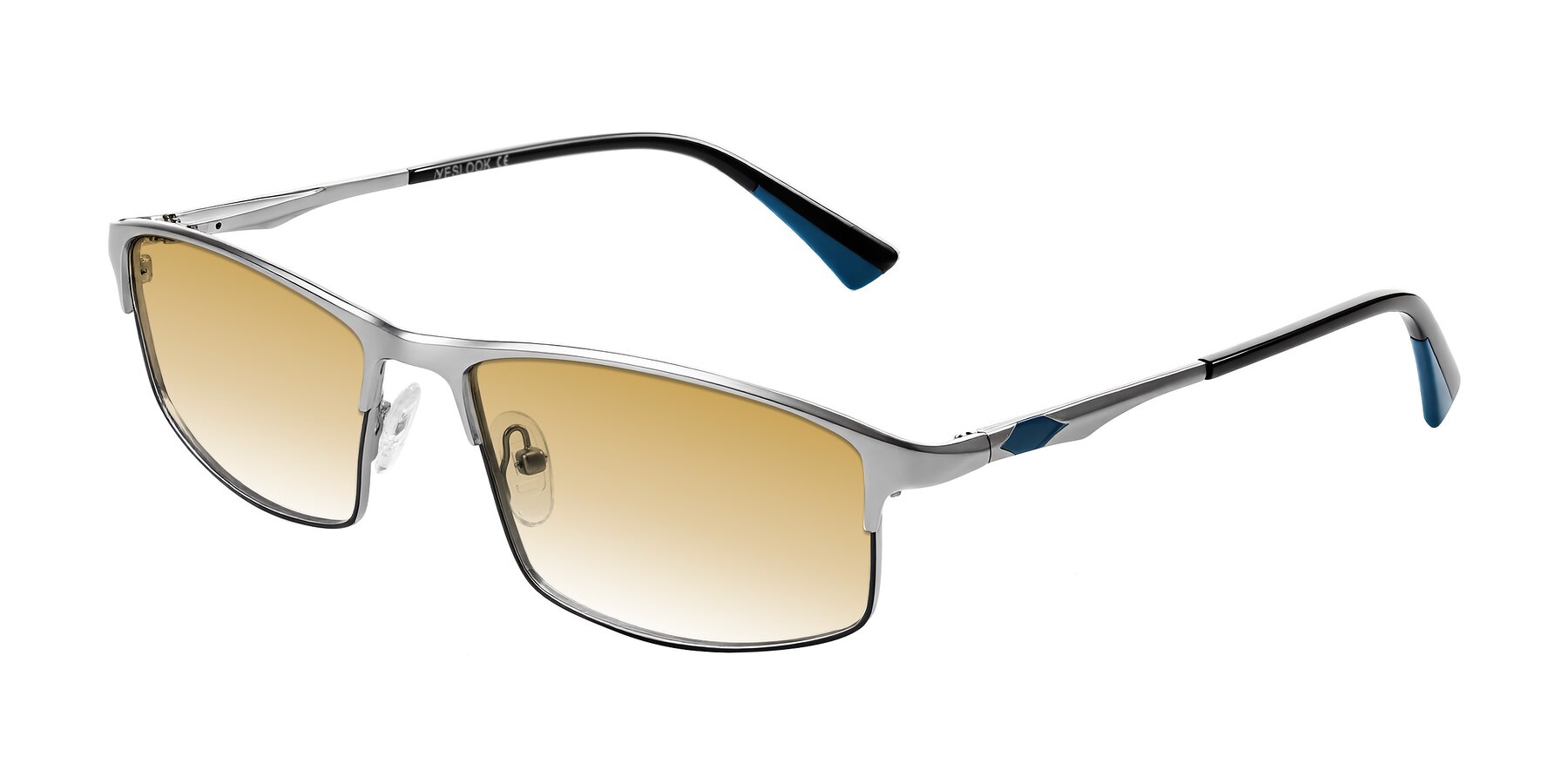 Angle of Monnow in Silver/Peacock Blue with Champagne Gradient Lenses