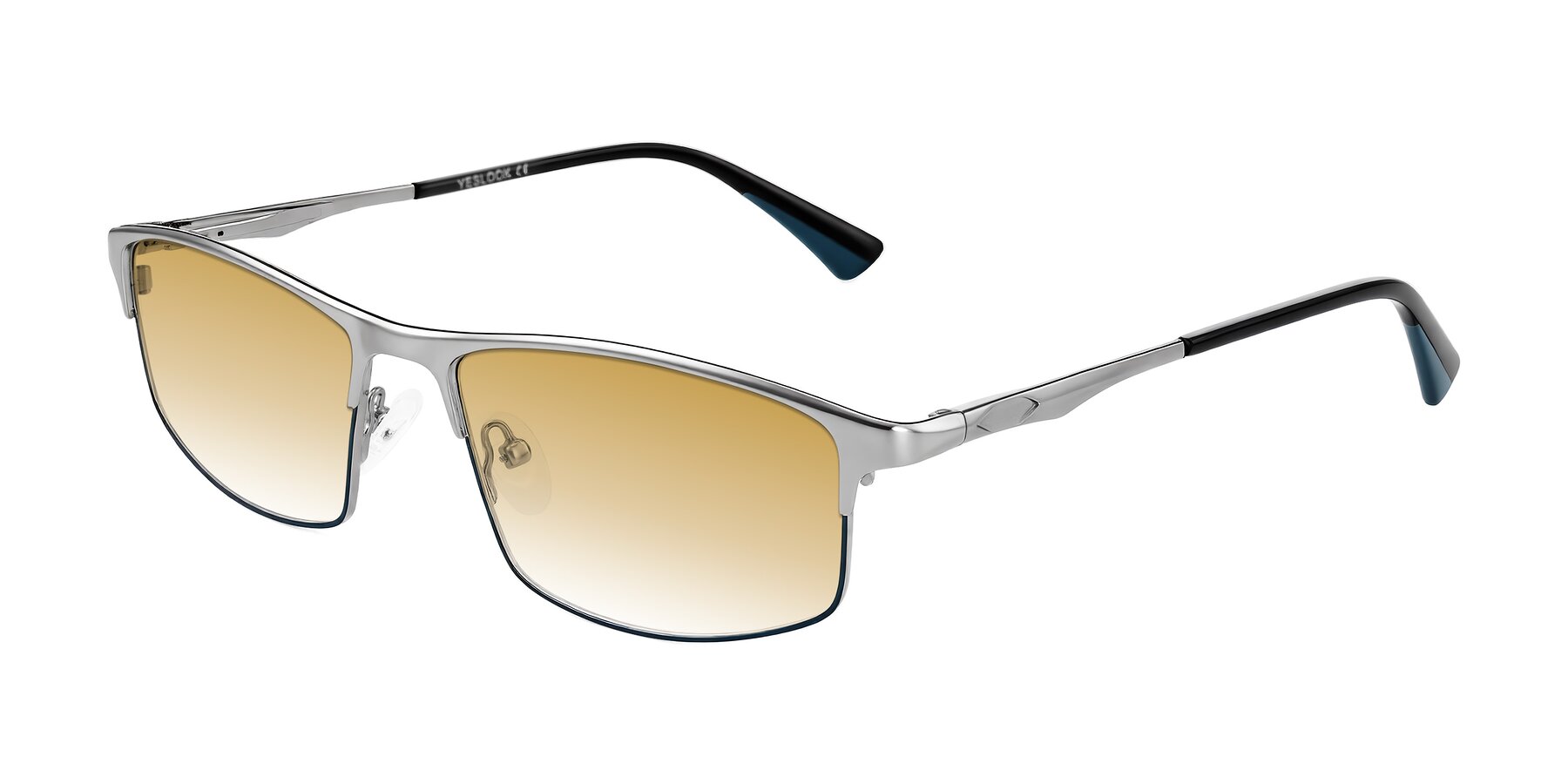 Angle of Monnow in Silver/Peacock Blue with Champagne Gradient Lenses