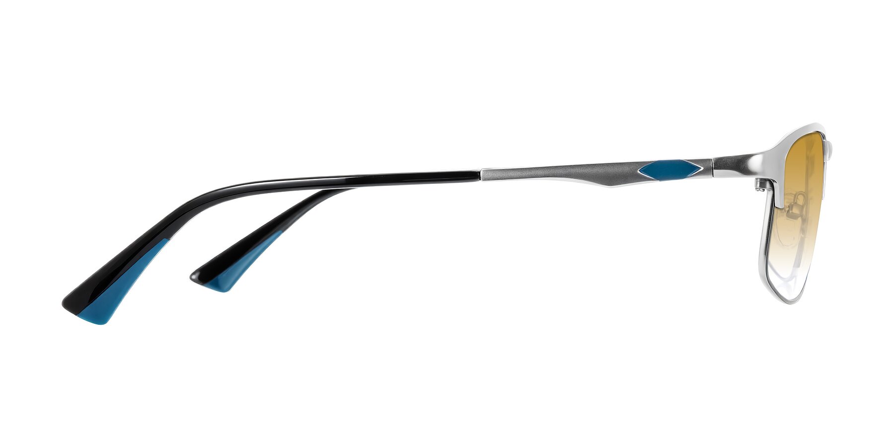 Side of Monnow in Silver/Peacock Blue with Champagne Gradient Lenses