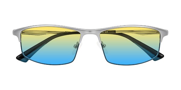 Front of Monnow in Silver/Peacock Blue