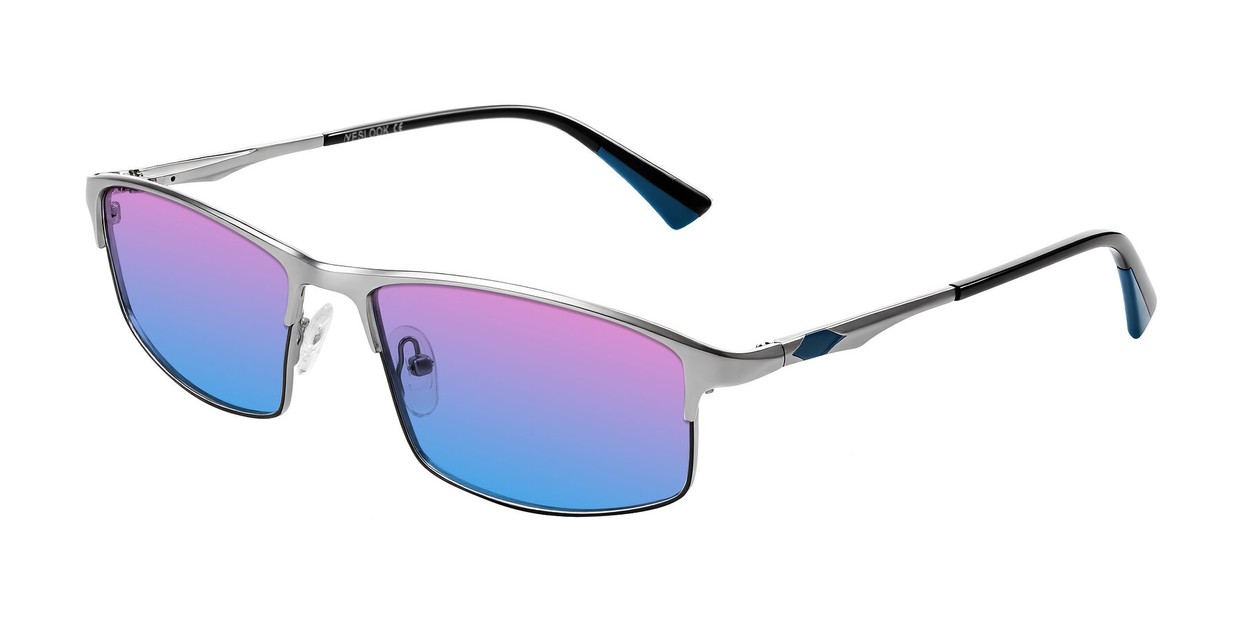 Angle of Monnow in Silver/Peacock Blue with Pink / Blue Gradient Lenses