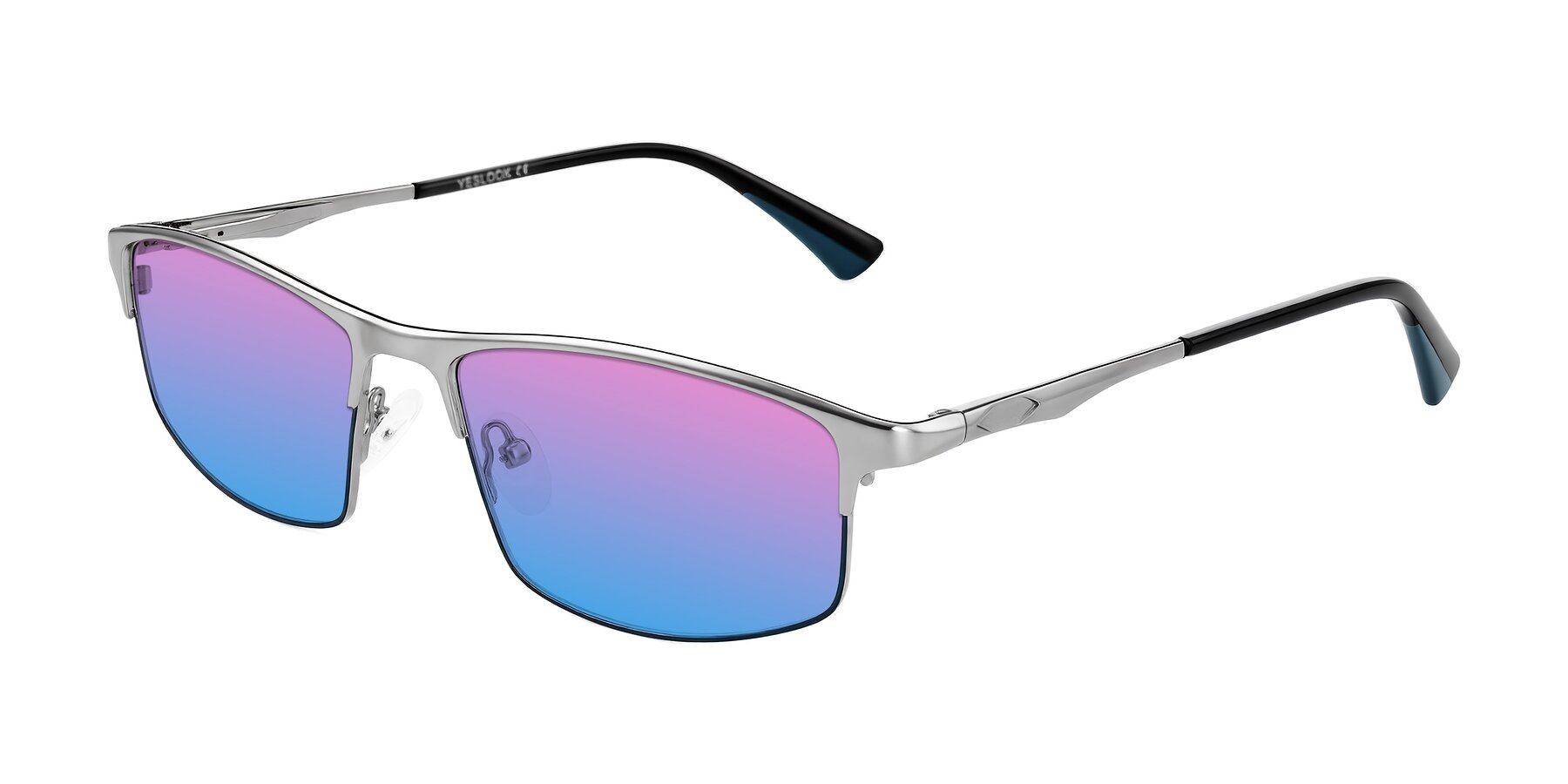 Angle of Monnow in Silver/Peacock Blue with Pink / Blue Gradient Lenses