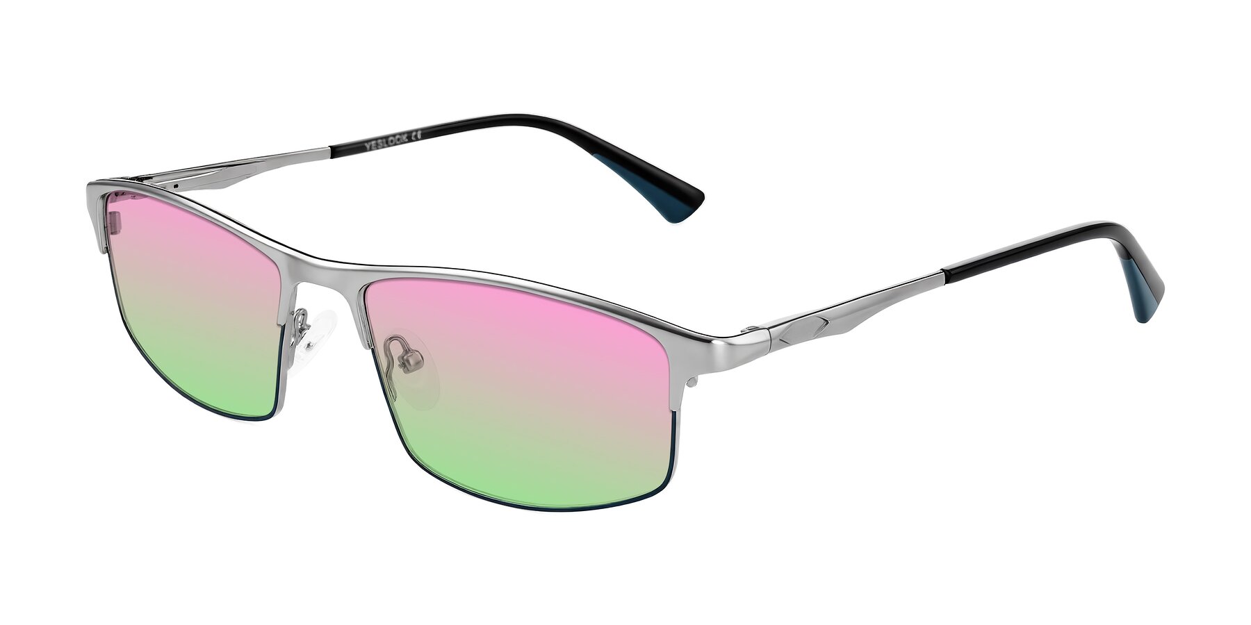 Angle of Monnow in Silver/Peacock Blue with Pink / Green Gradient Lenses