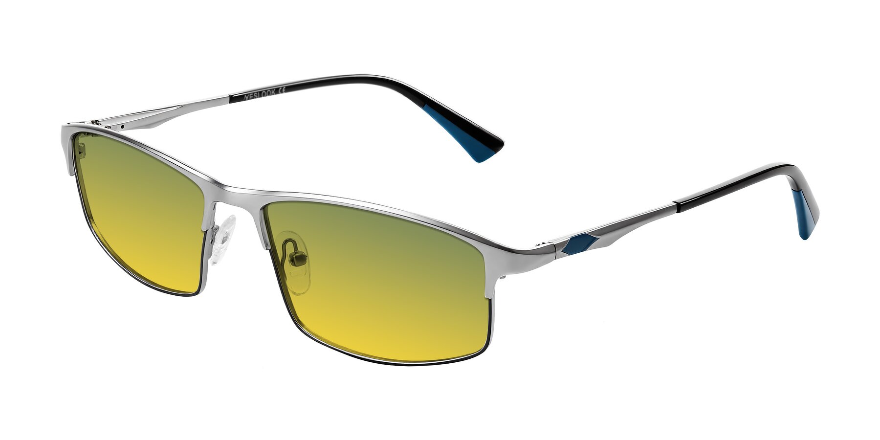 Angle of Monnow in Silver/Peacock Blue with Green / Yellow Gradient Lenses