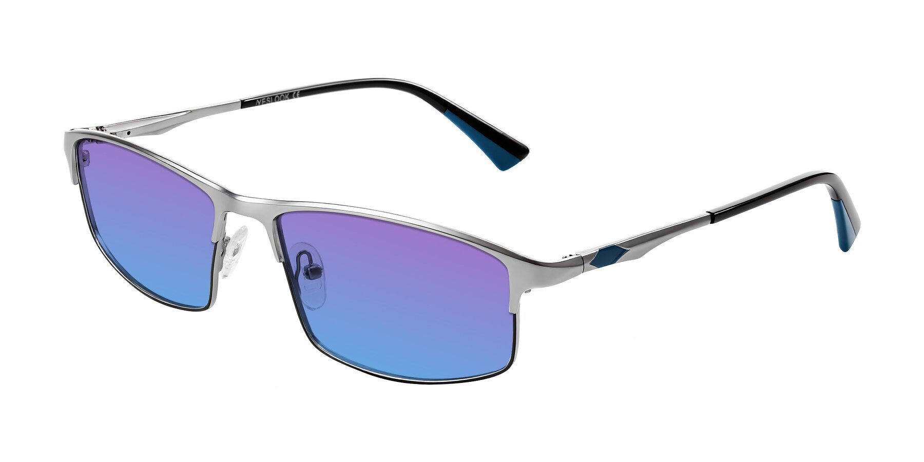 Angle of Monnow in Silver/Peacock Blue with Purple / Blue Gradient Lenses