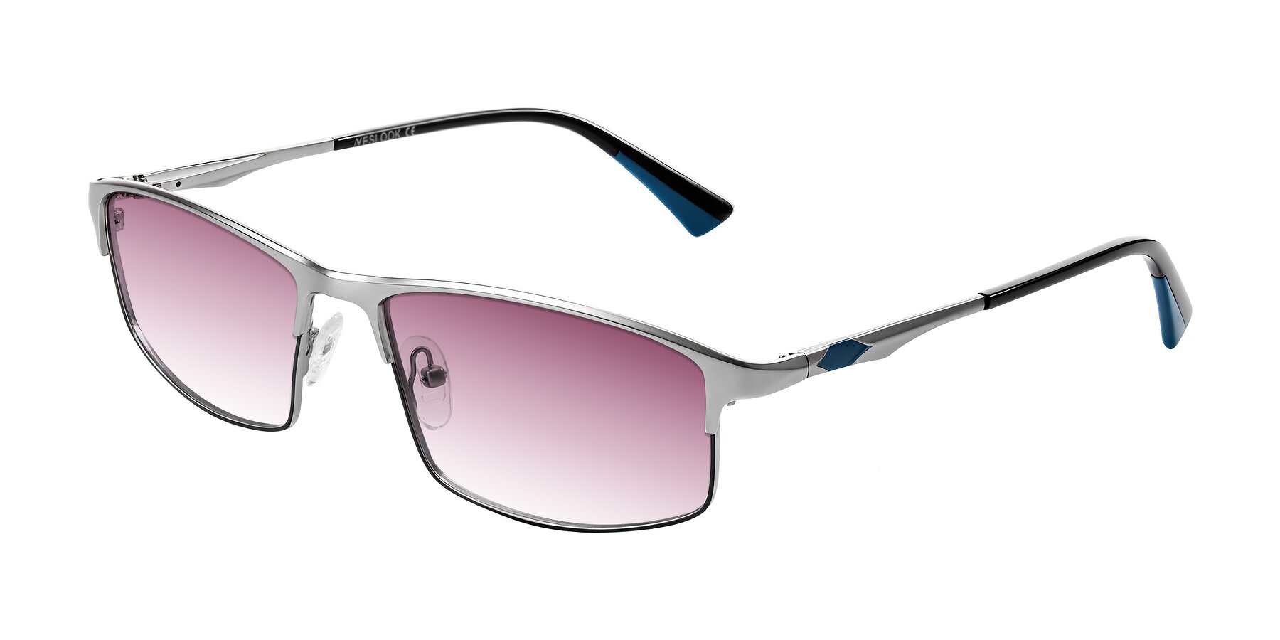 Angle of Monnow in Silver/Peacock Blue with Wine Gradient Lenses